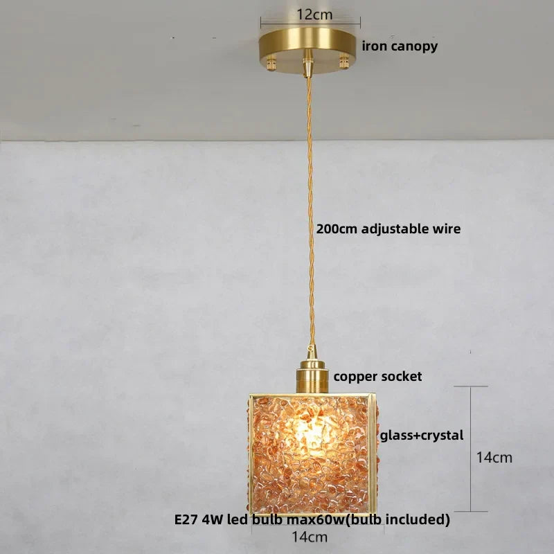 DecorBites™ Crystal Glass LED Pendant Lamp: Modern Nordic Style Hanging Light Fixture for Home Decor