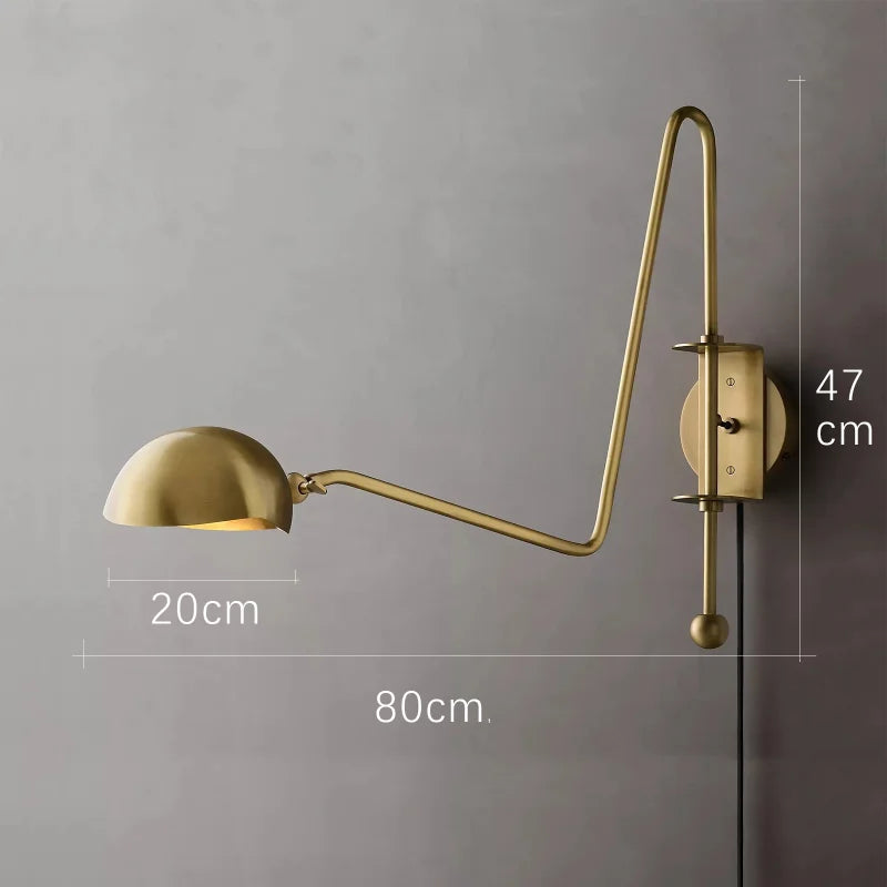 DecorBites™ Black/Gold Lustre Copper Swing Arm Wall Lamp for Modern Living Spaces