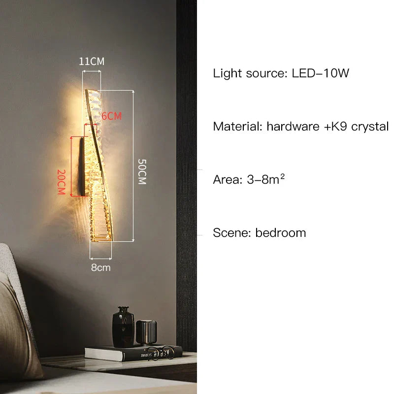 DecorBites™ Crystal LED Wall Sconce - Golden Bedroom Bathroom Living Room Mirror Decorluxury Wall Lamp