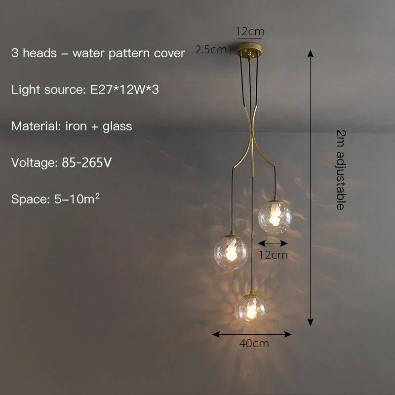 DecorBites™ Gold Nordic Pendant Light E27 LED Chandelier for Dining Room, Foyer, Stairs