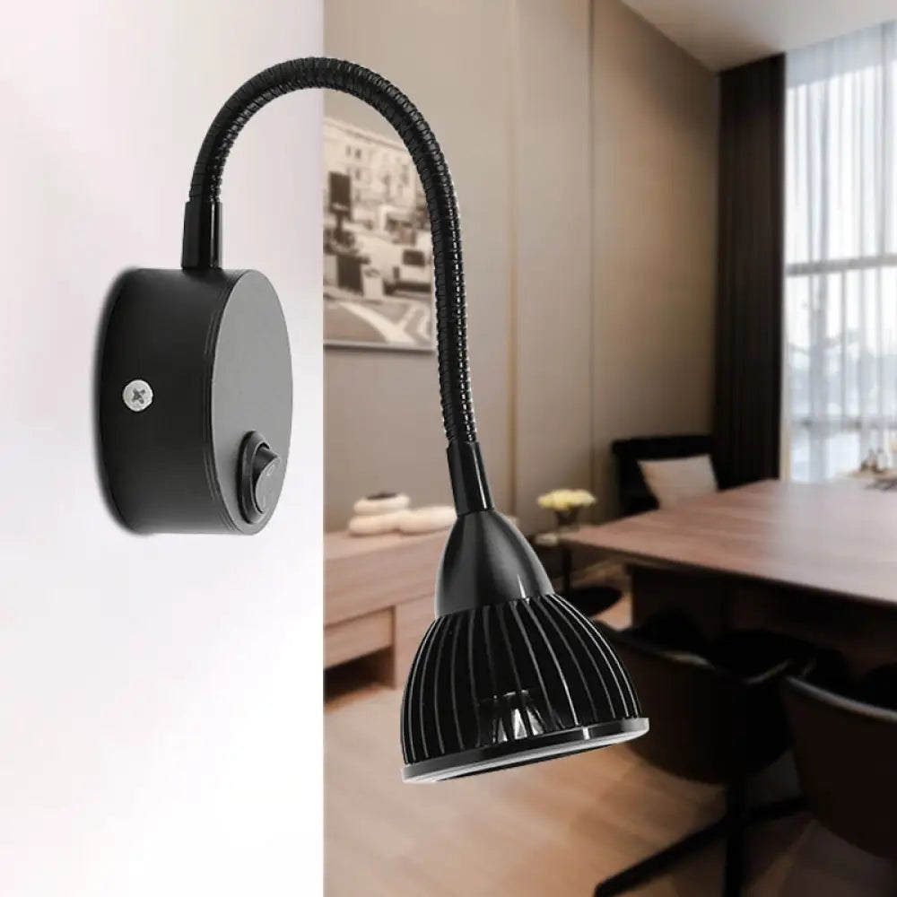 DecorBites™ Adjustable LED Wall Sconce - Modern Metal Shade Wall Lamp in Black Finish (with/without Switch), Warm/White Lighting