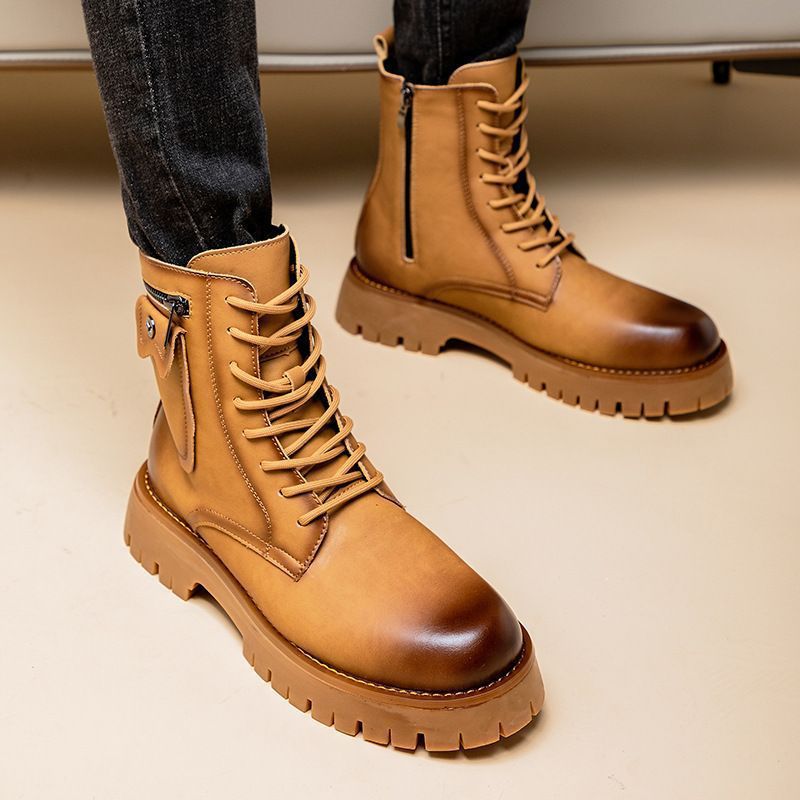 Leather High-Top Martin Boots