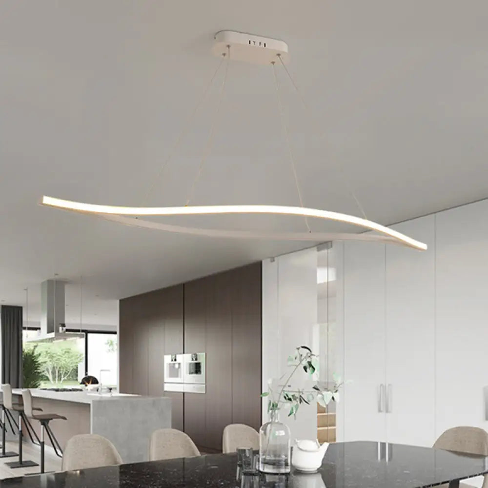 DecorBites™ Aluminum Leaf Drop Pendant LED Island Lamp - Simplicity Black/White, Warm/White Light - 31.5"/39" Wide
