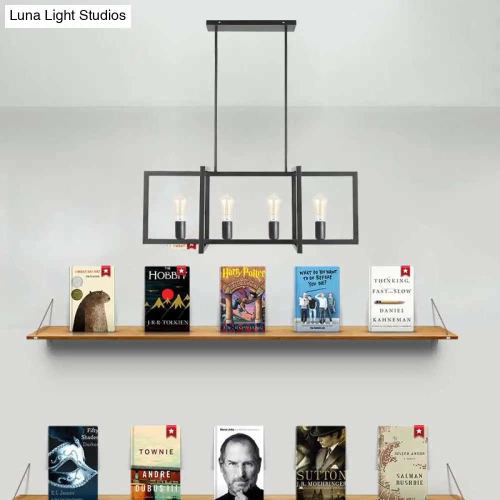 DecorBites™ Black 4-Head Industrial Metal Pendant Light for Living Room