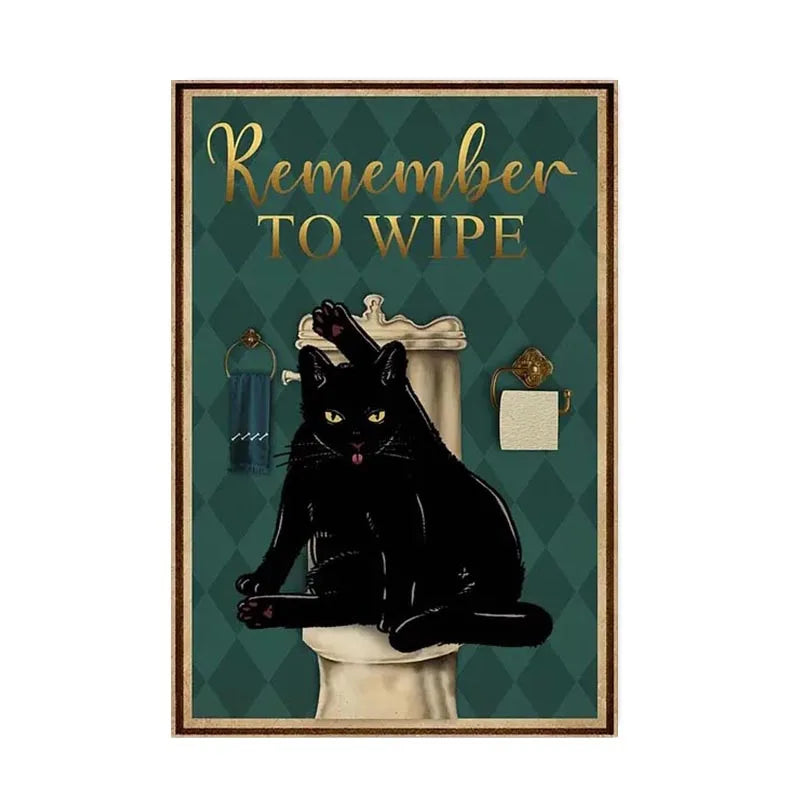 DecorBites™ Black Cat Reading Music Poster for Home Decor