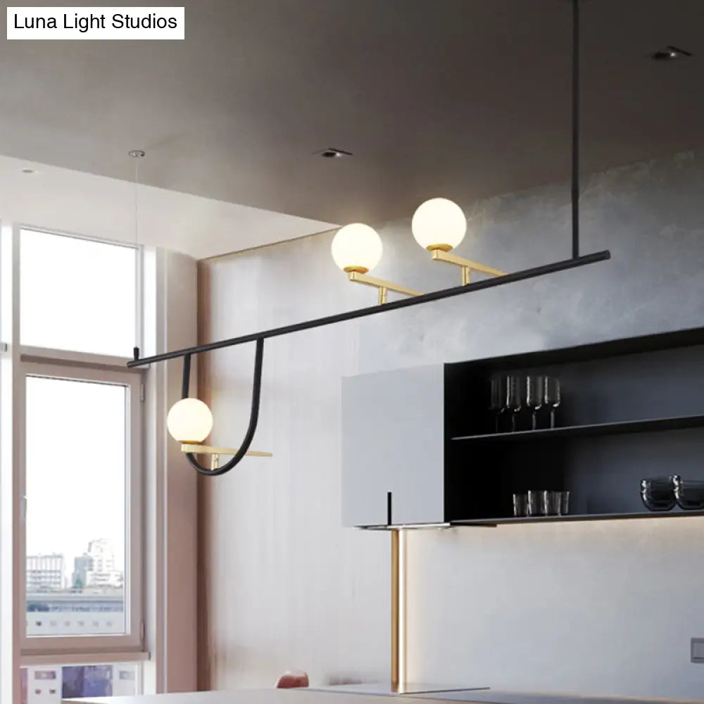 DecorBites™ Black Metal Triple-Light Globe Chandelier for Dining Rooms