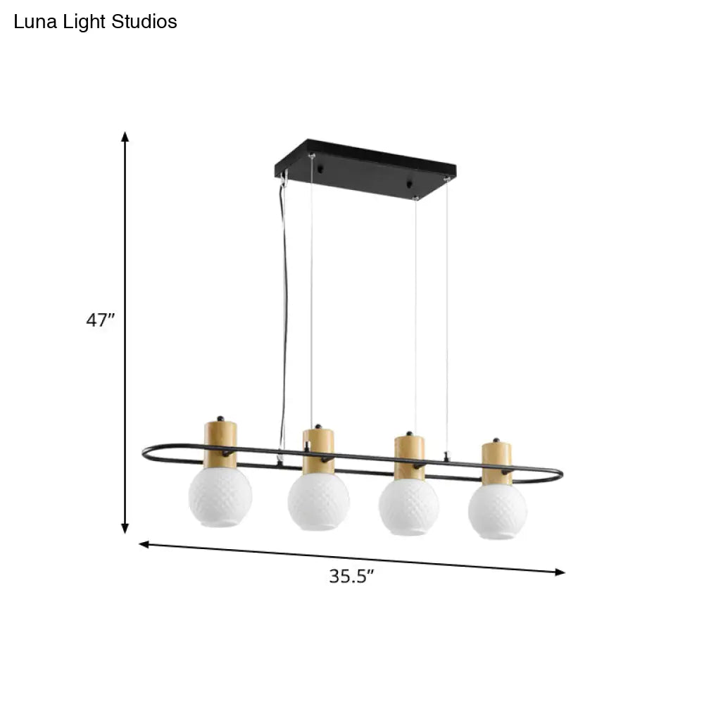 DecorBites™ Black Orb Island Pendant Light – Modern 3/4-Light Frosted Glass Hanging Lamp Kit with Rectangle Ring