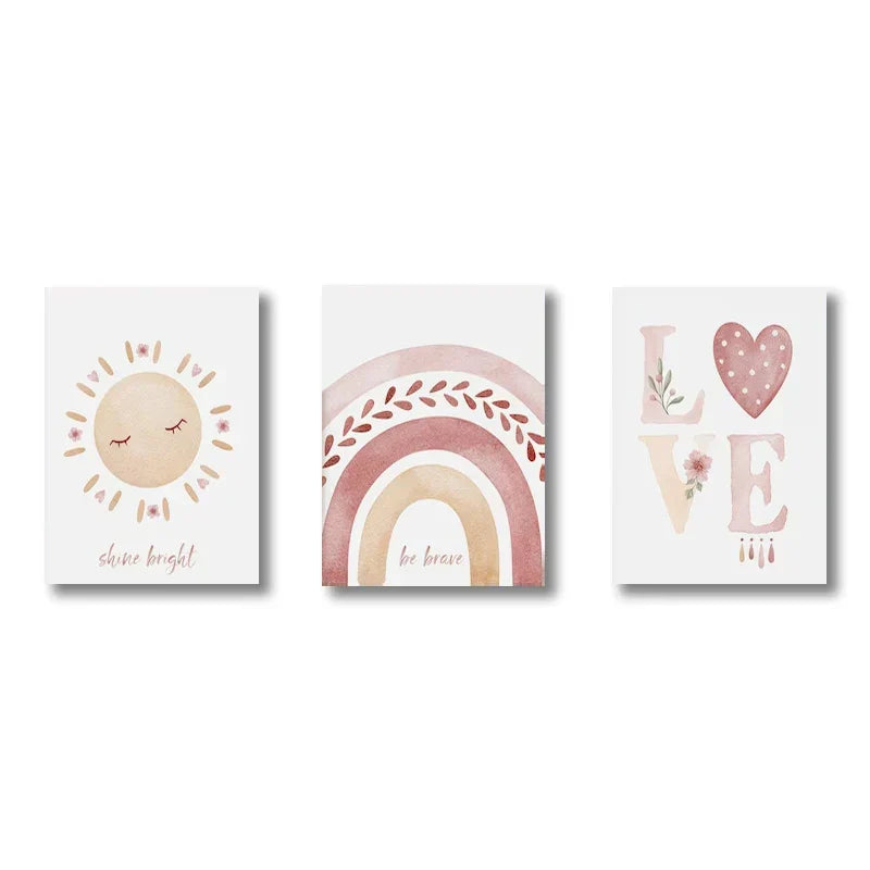 DecorBites™ Boho Rainbow Sunshine Nursery Poster Set
