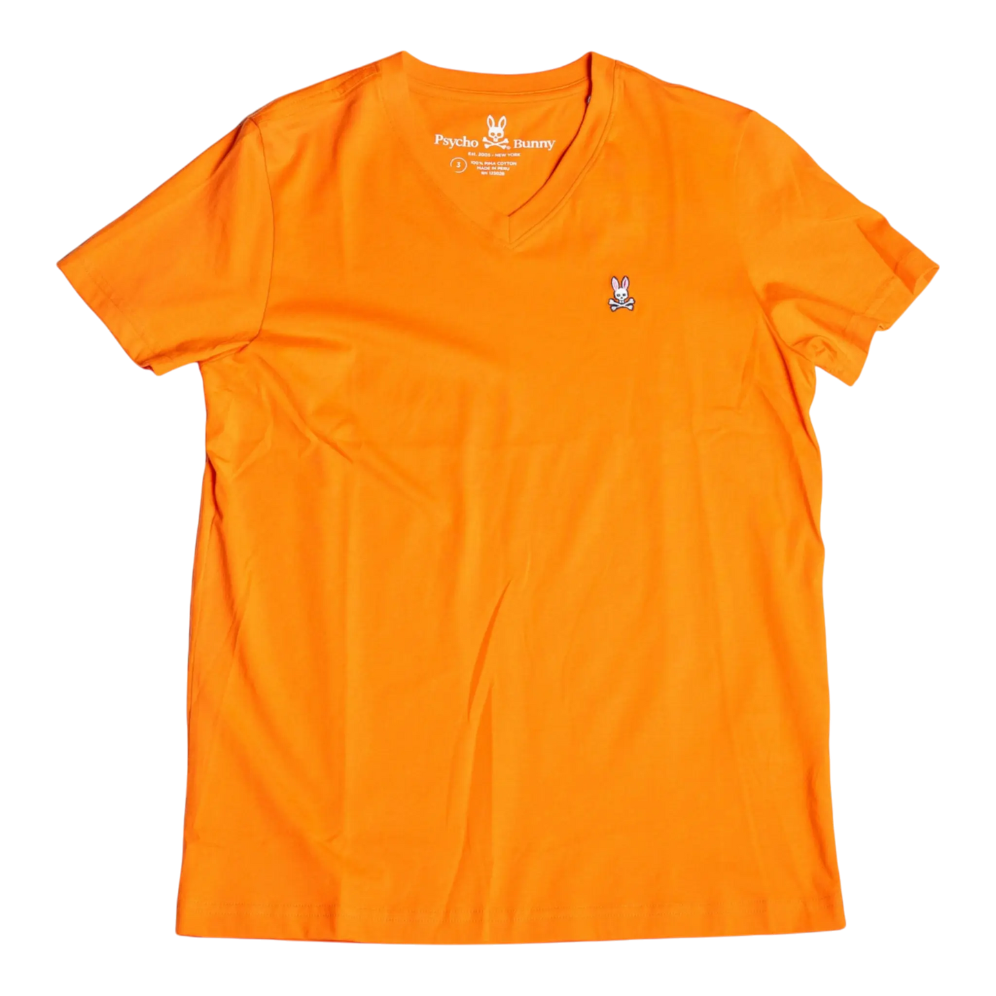 Psycho Bunny Classic V-Neck Men Tee Shirt Brilliant Orange