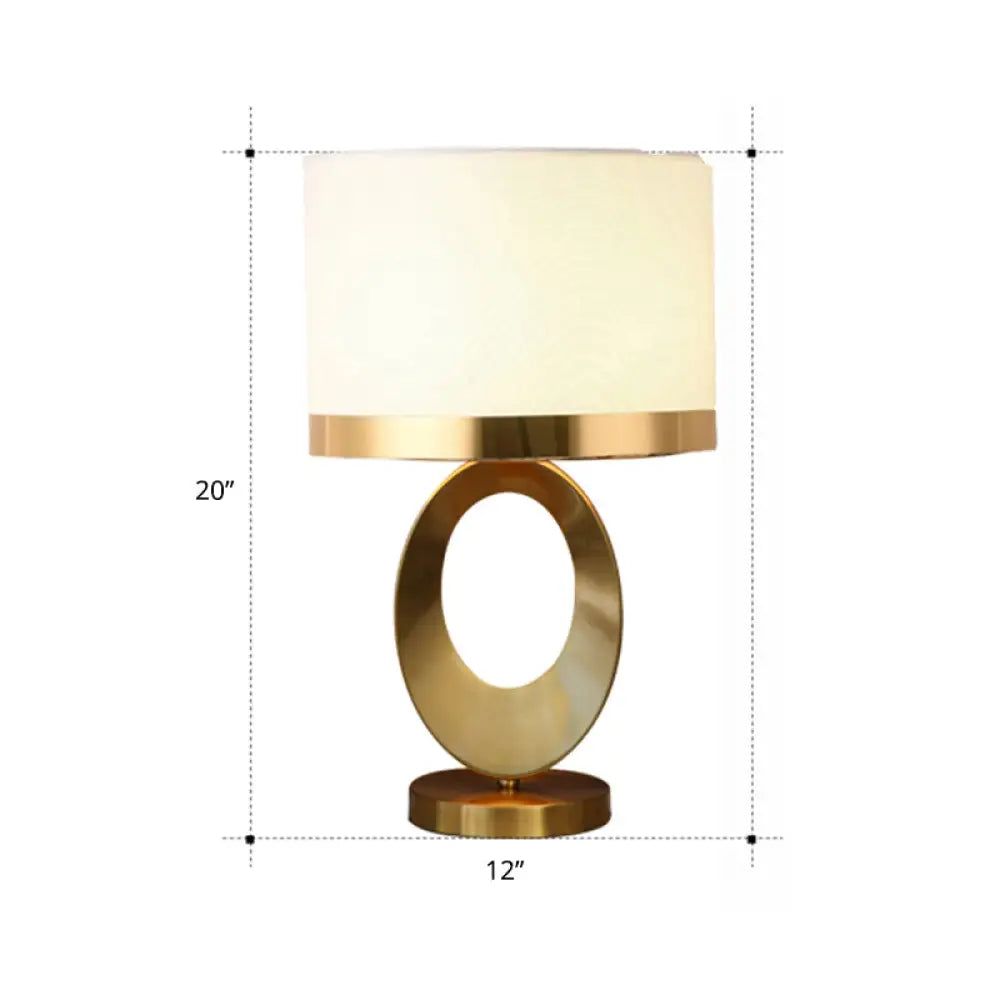 DecorBites™ Classic Drum Shade Table Lamp - Elegant 1-Head Fabric Nightstand Lighting for Study Room