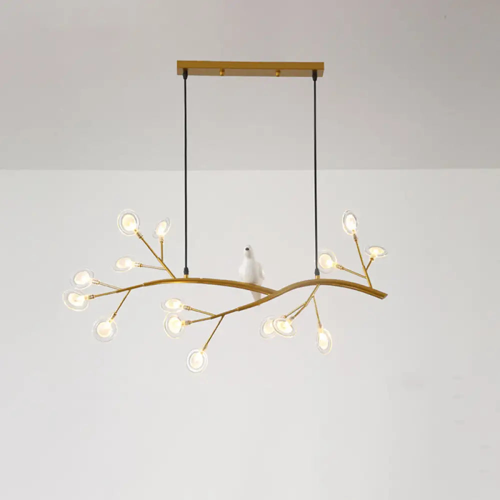 DecorBites™ Contemporary Acrylic LED Pendant Light with Bird Decoration - Branch Dining Room Island Lamp Kit