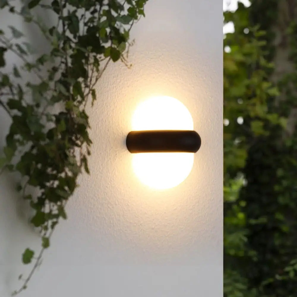 DecorBites™ Contemporary Black Flush Wall Sconce with 1/2-Light for Patio - Plastic Ball