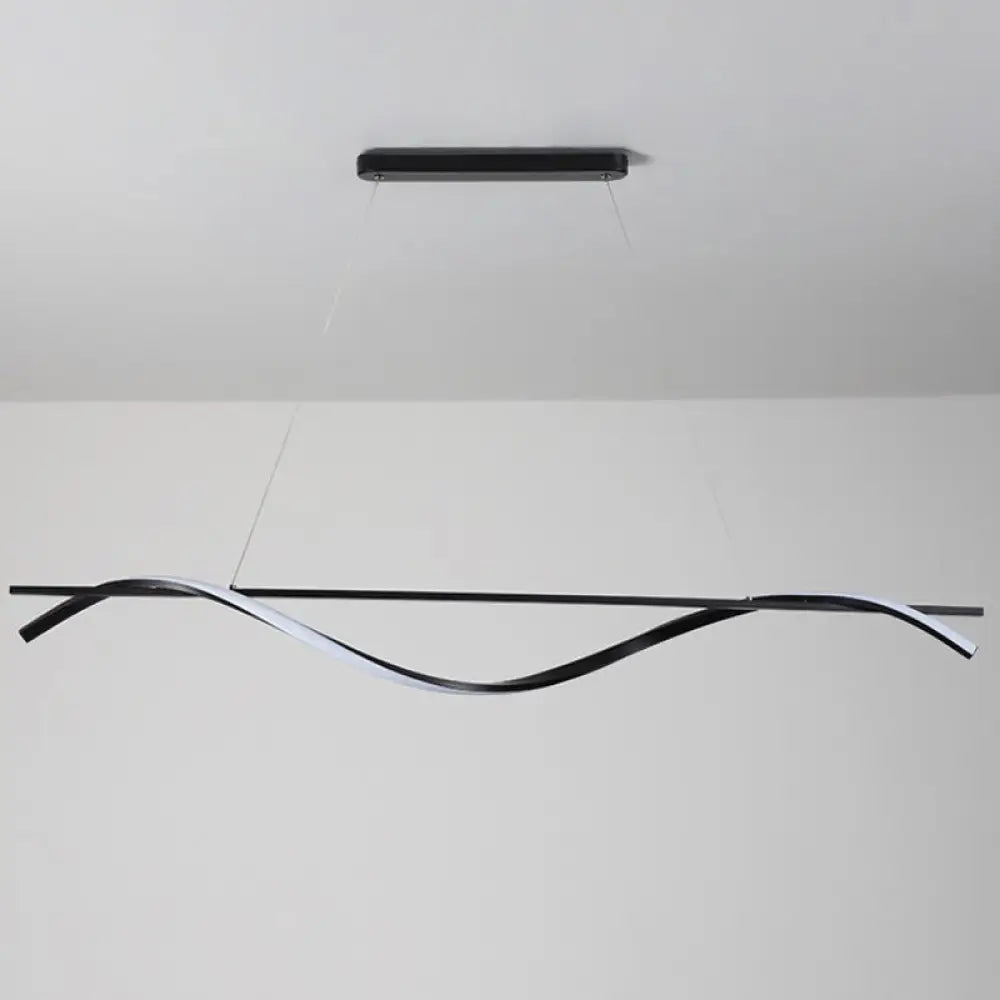DecorBites™ Contemporary Black LED Hanging Lamp for Restaurants - Simplicity Curved Design