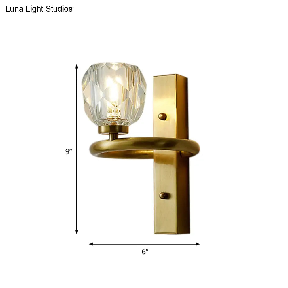 DecorBites™ Contemporary Brass Wall Sconce with Global Crystal Shade - Elegant Dining Room Lighting