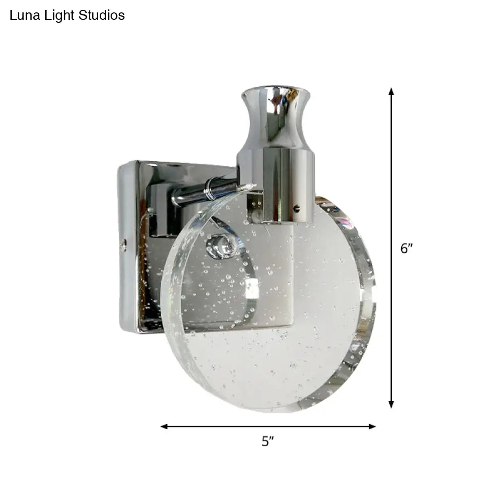 DecorBites™ Contemporary Crystal LED Circle Wall Sconce Light for Living Room - Silver