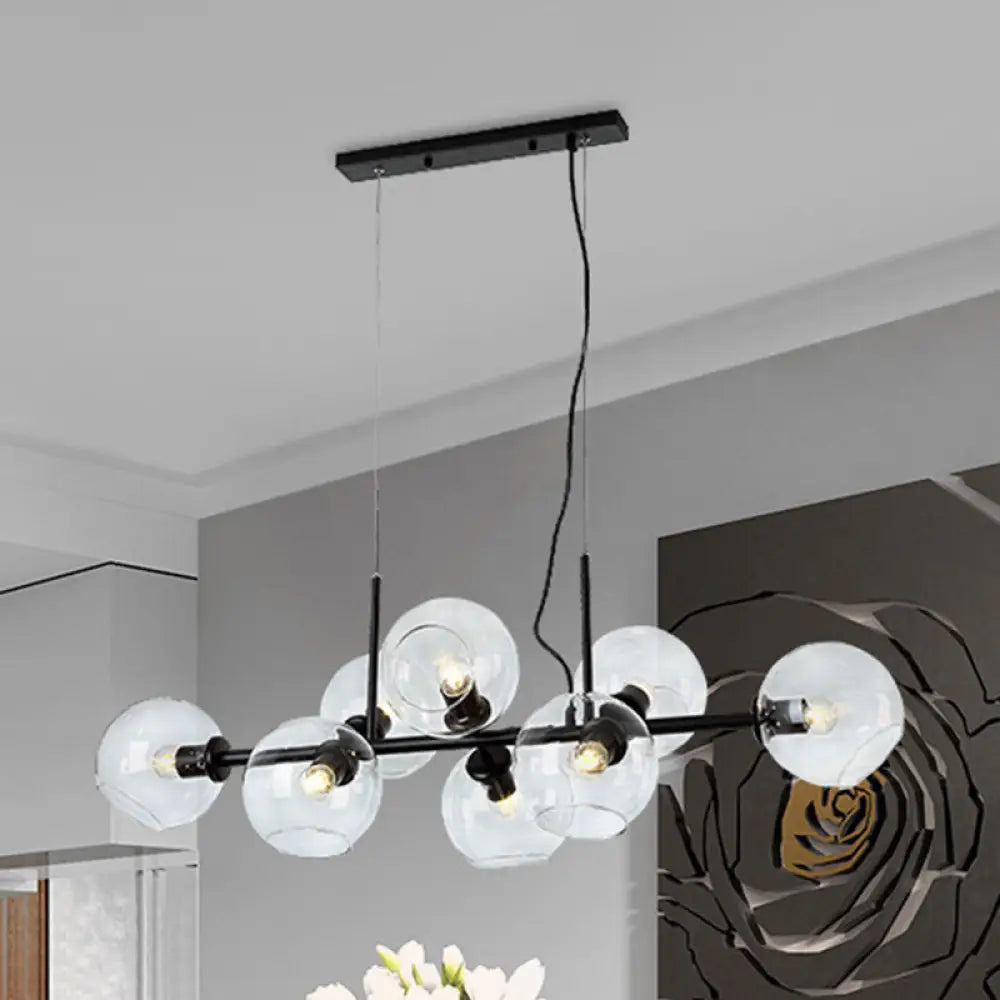 DecorBites™ Contemporary Gold/Black Round Island Lighting with 8 Smoky Glass Heads - Linear Design