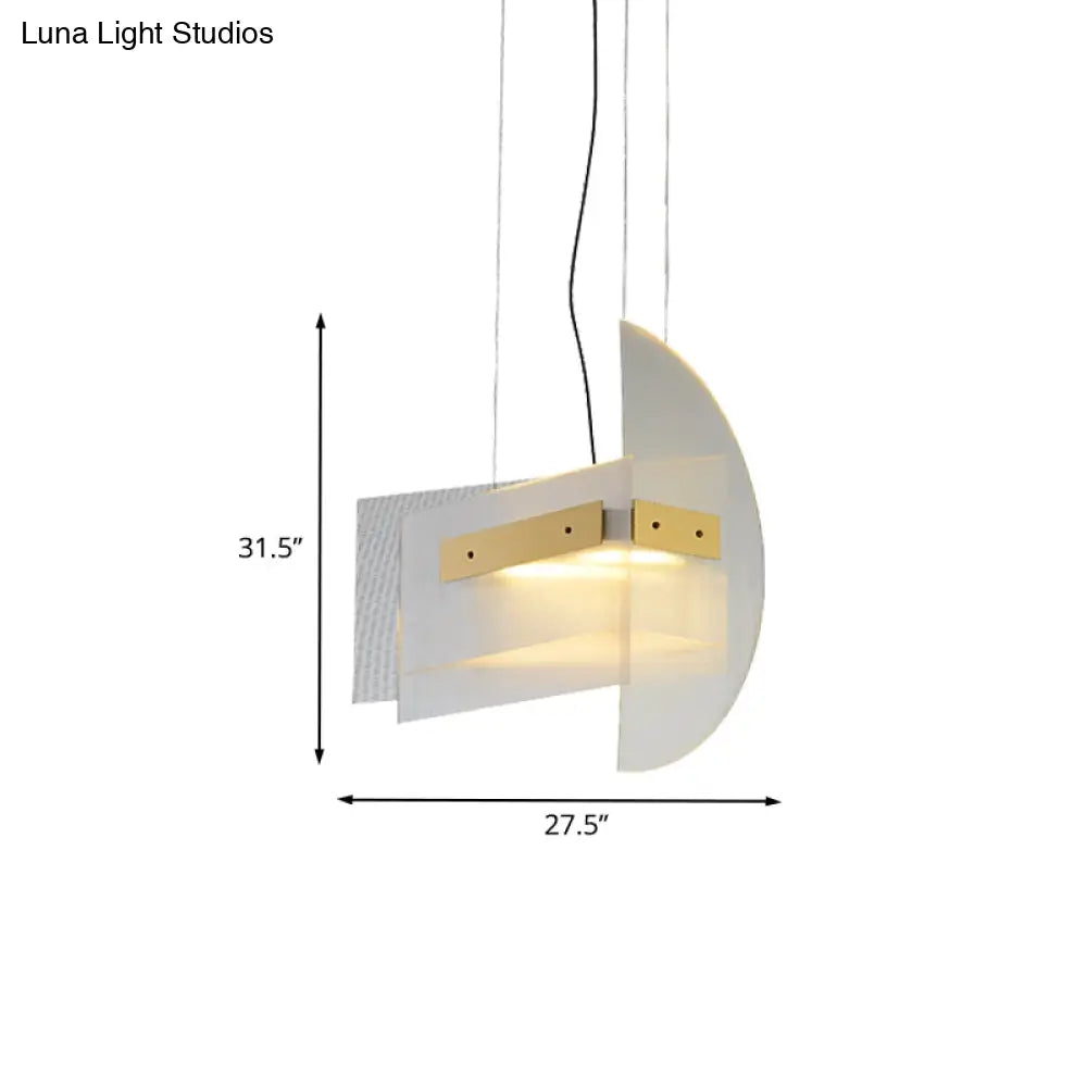 DecorBites™ Contemporary Gold Geometric Chandelier: Clear Glass LED Hanging Light Fixture for Dining Room