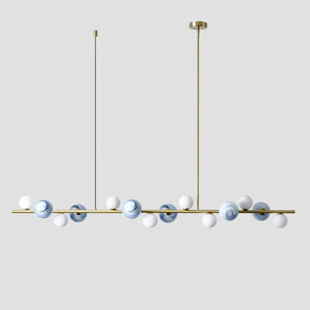 DecorBites™ Contemporary Gold Metal Island Pendant Light with Glass Sphere for Dining Table