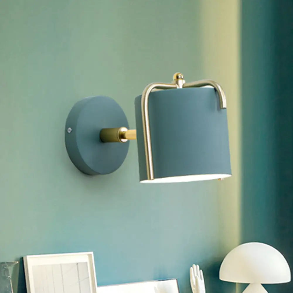 DecorBites™ Contemporary Green/Grey Sconce with Tube Metal Shade for Bedroom Wall Lighting