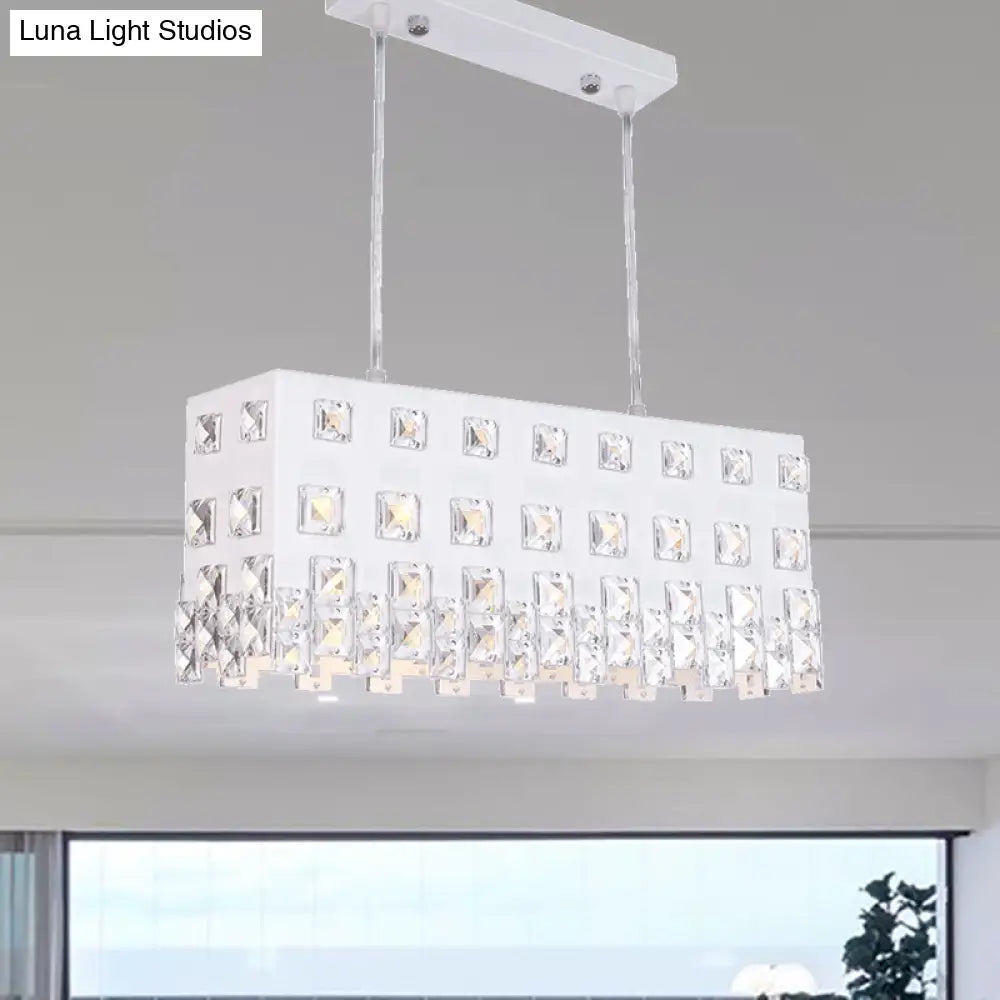 DecorBites™ Contemporary Ivory Chandelier - Metal Pendant Light with Crystal Accents (2 Lights)