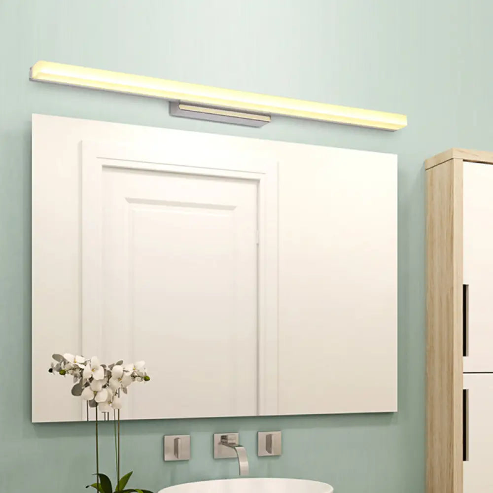 DecorBites™ Contemporary LED Chrome Vanity Light with Streamlined Metal Shade for Bathroom