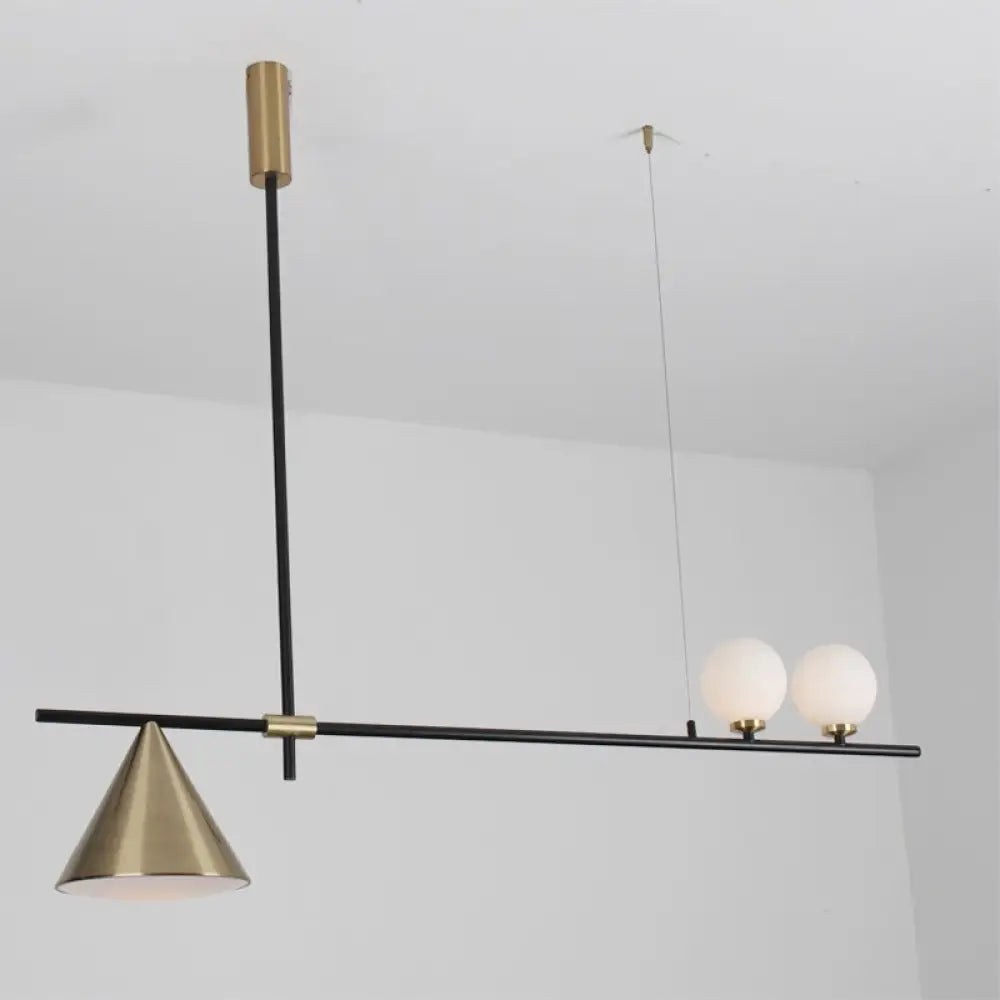 DecorBites™ Contemporary Metal Cone Island Light with 3 Heads and Gold/Black Finish for Dining Room Ceiling