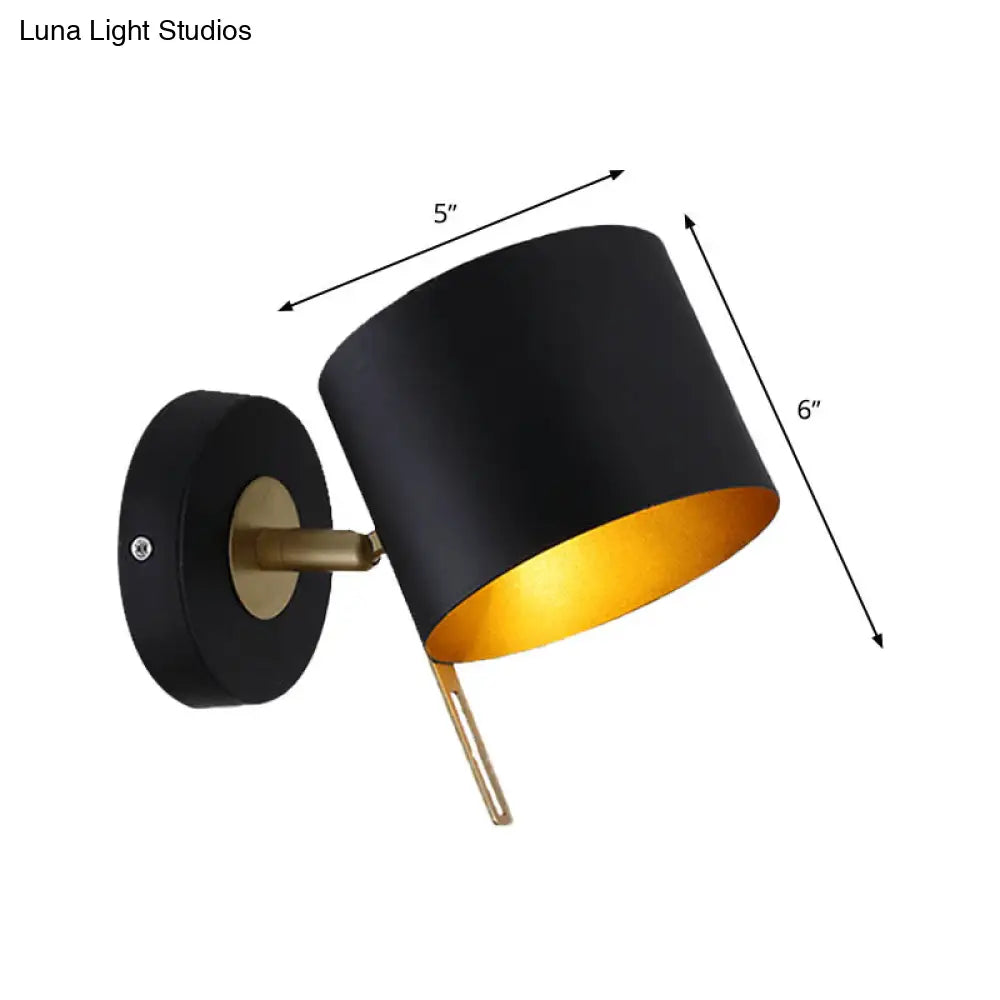 DecorBites™ Contemporary Metal Drum Wall Sconce Light - Black, 1 Bulb - Bedroom Lighting Fixture