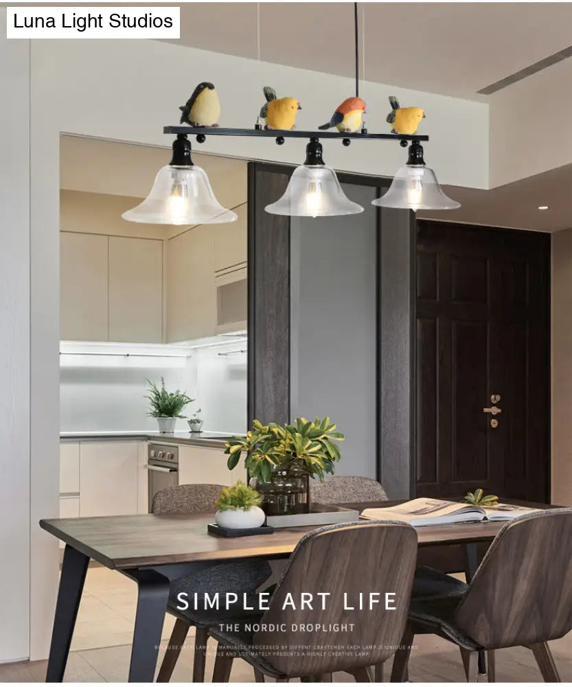 DecorBites™ Contemporary Metal Island Pendant Lighting with Cone Glass Shades - Set of 3 Lights