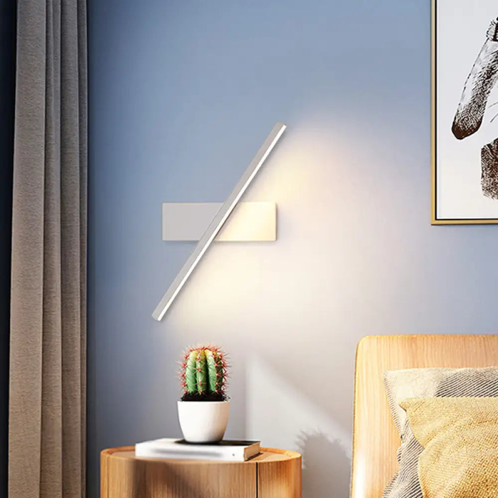 DecorBites™ Contemporary Metallic Black/White LED Wall Sconce in Warm/White Light: Linear Vanity Light Fixture