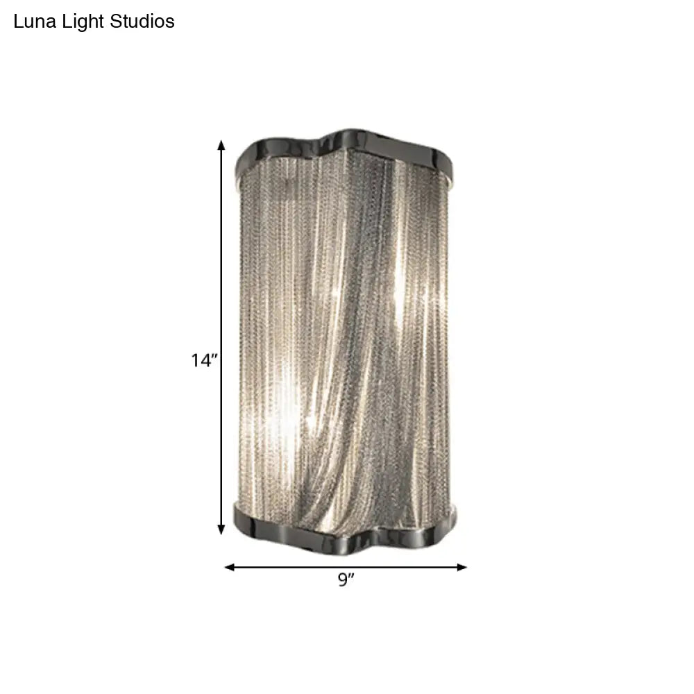 DecorBites™ Contemporary Tassels Aluminum Flush Wall Sconce - 1-Light Silver Finish Wall Mounted Light