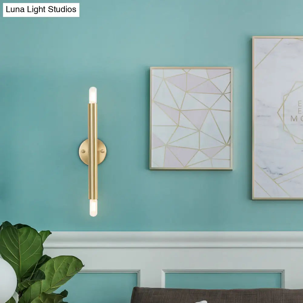 DecorBites™ Contemporary Tubular Wall Sconce - 2-Light Metallic Golden Wall Lamp for Bedroom