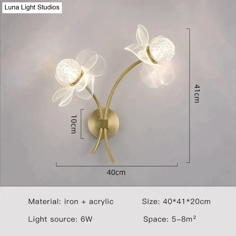 DecorBites™ Creative Floral Decorative Gold LED Wall Lamp For Bedroom Bedside Living Room Lighting Fixture