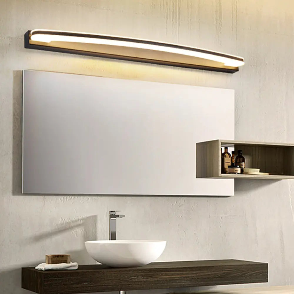 DecorBites™ Curved LED Bathroom Vanity Light - Wall Mounted Minimalist Metal Lamp in Black with Warm/White Light