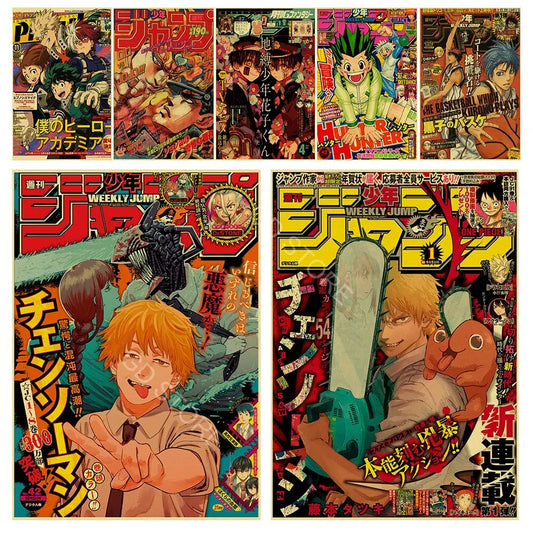 DecorBites™ Anime Poster Collection: Chainsaw Man, Attack on Titan, Haikyuu