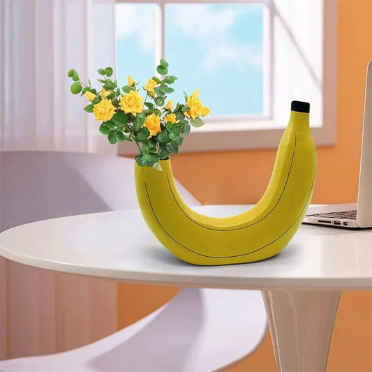 DecorBites™ Banana Shape Resin Flower Vase - Home Decor