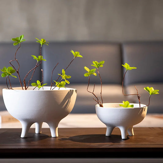 DecorBites™ Ceramic Flower Pot with Tripod Stand