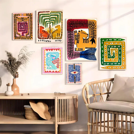 DecorBites™ Colorful Tiger & Leopard Vintage Poster Wall Art