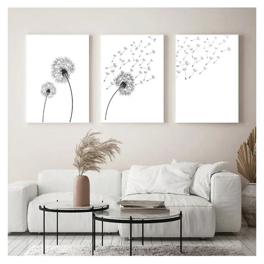 DecorBites™ "Minimalist Dandelion Canvas Wall Art Set"