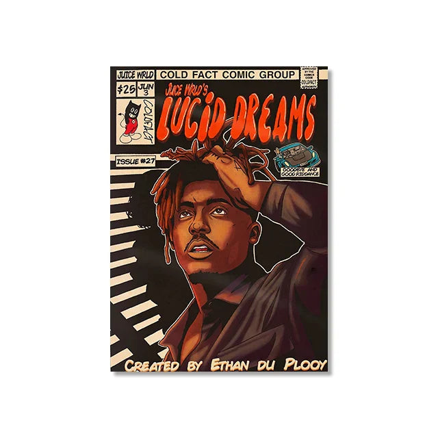 DecorBites™ Retro Canvas Print: Hip Hop Singer Album Cover