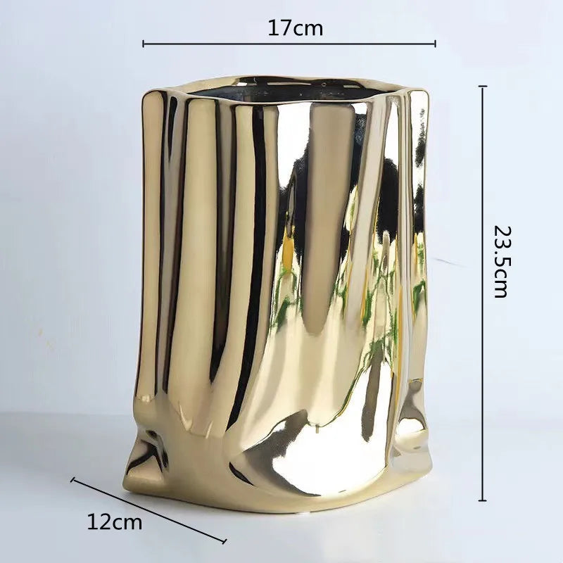 DecorBites™ Silver Ruffled Ceramic Flower Vase