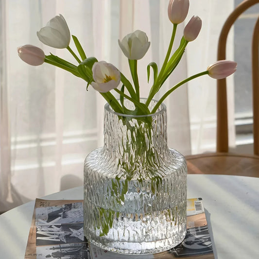 DecorBites™ Vintage Nordic Glass Vase for Wide-Mouth Flowers