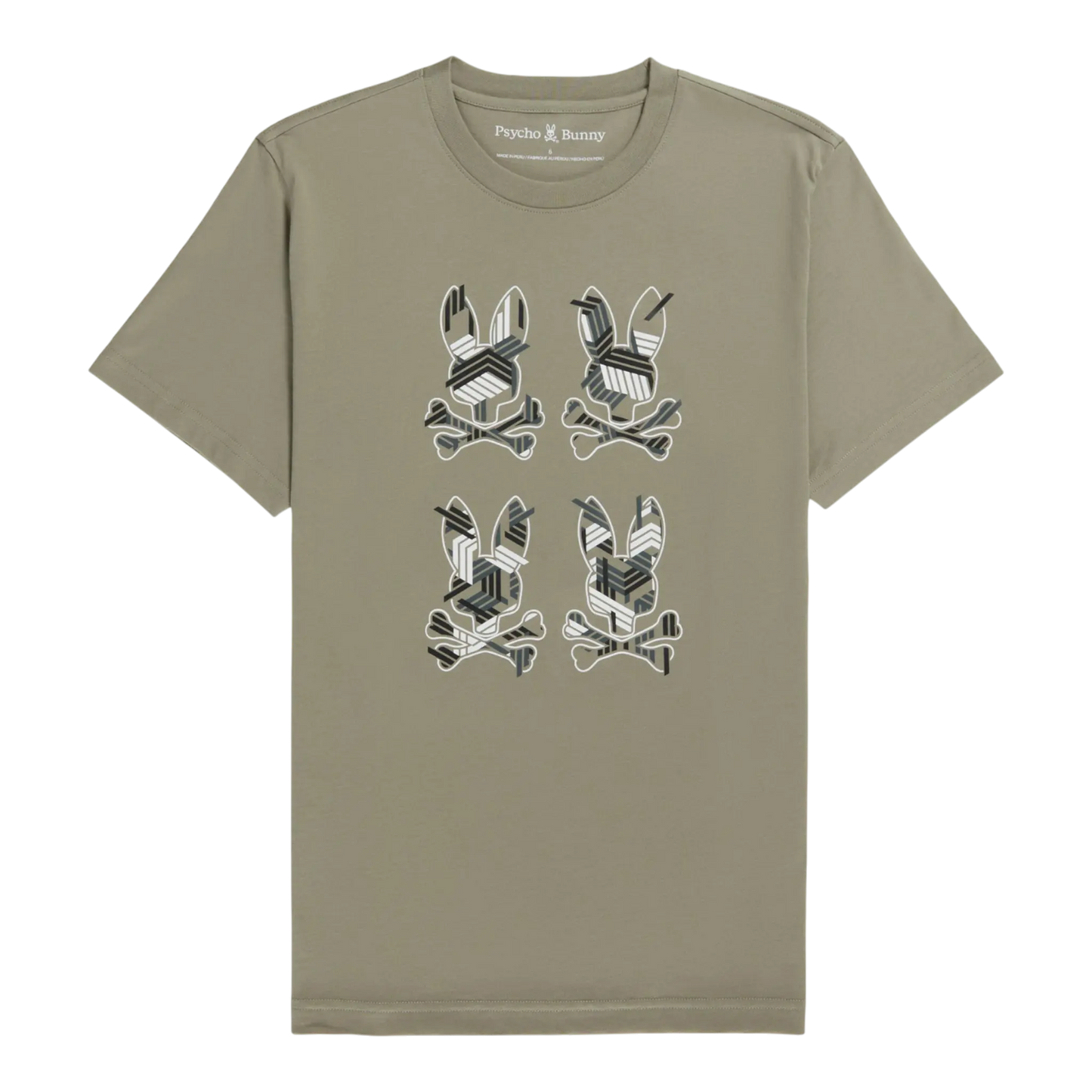 Psycho Bunny Plaza Graphic Men T‑Shirt Wet Sand
