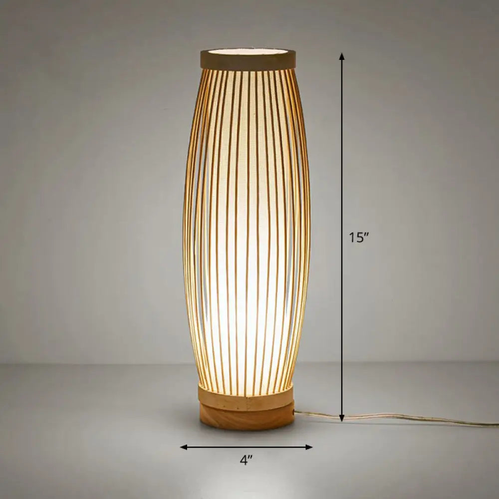 DecorBites™ Elegant Bamboo Nightstand Lamp: Asian Style Table Lighting with Wood Base for Tea Room