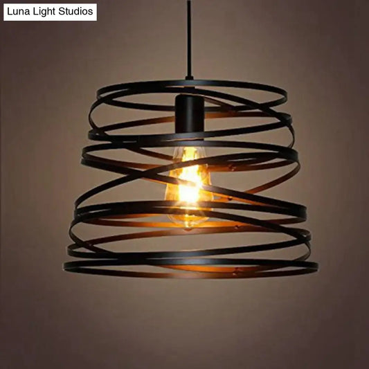 DecorBites™ Elvio - Iron Spiral Spring Suspension Pendant Light Black / White for Kitchen Island Lamp Dining Room Lighting Fixture