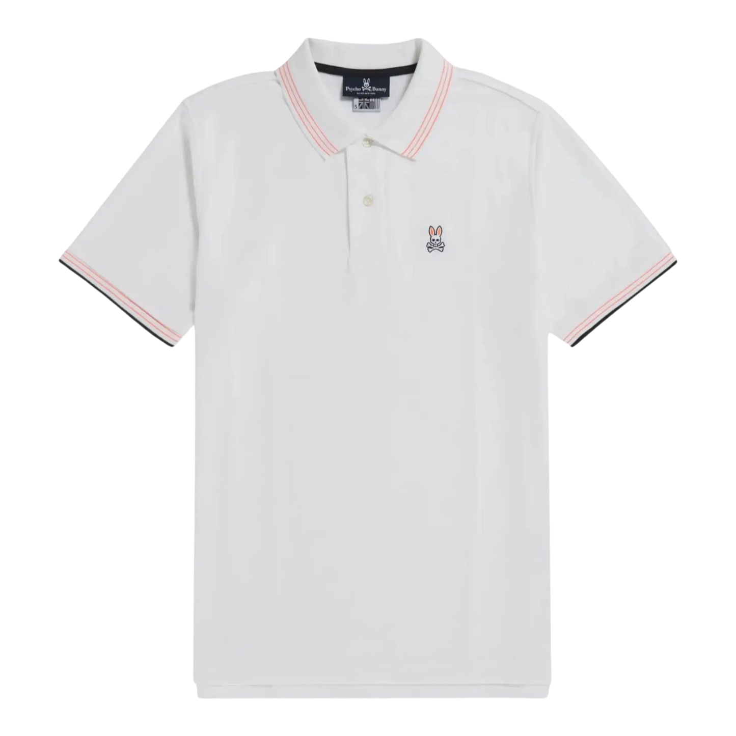 Psycho Bunny Anthony Neon Tipped Men Polo Shirt White/Neon Org
