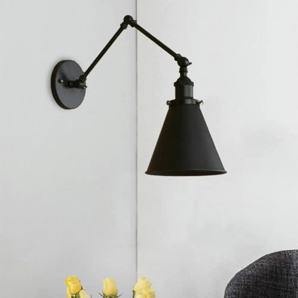 DecorBites™ Farmhouse Cone Wall Sconce - Black/Rust Iron Lighting Fixture for Bedroom