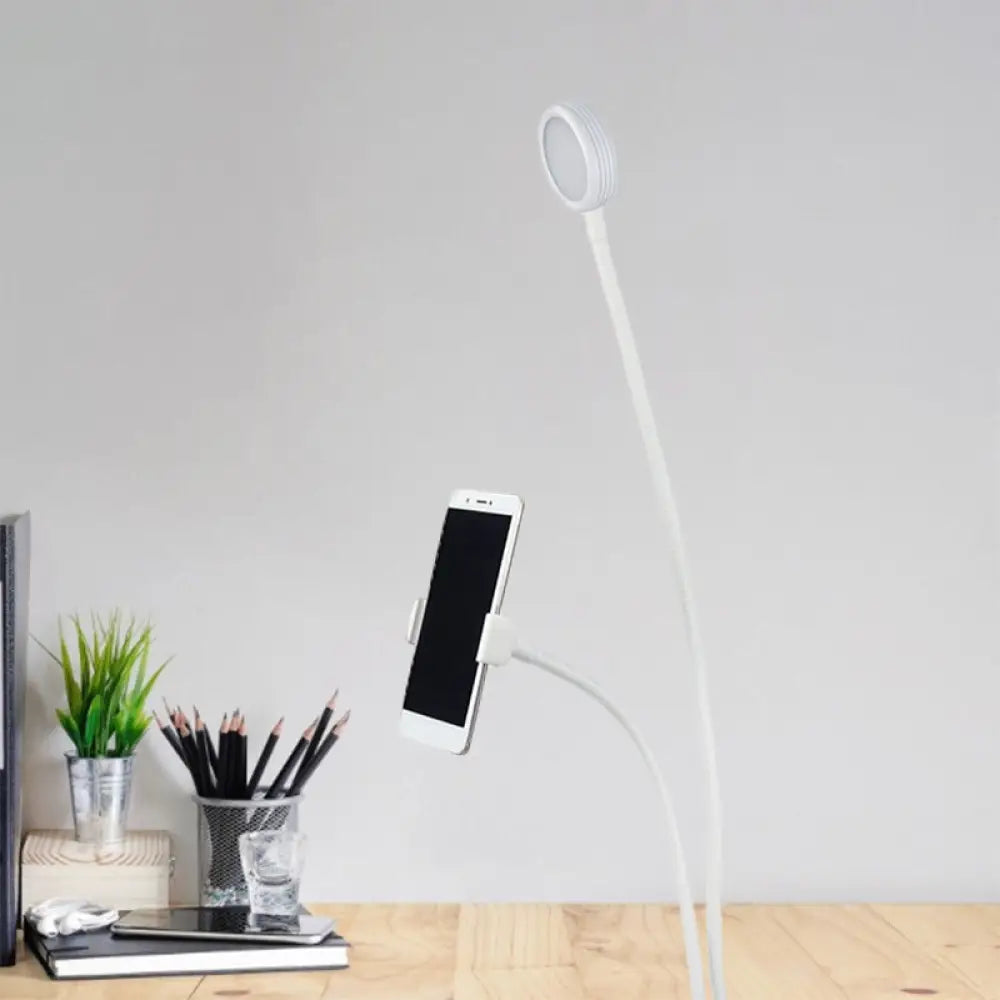 DecorBites™ Flexible LED Vanity Light: Round, Flush-mount Design in Contemporary Metal Finish - Black or White with Clip-on Base