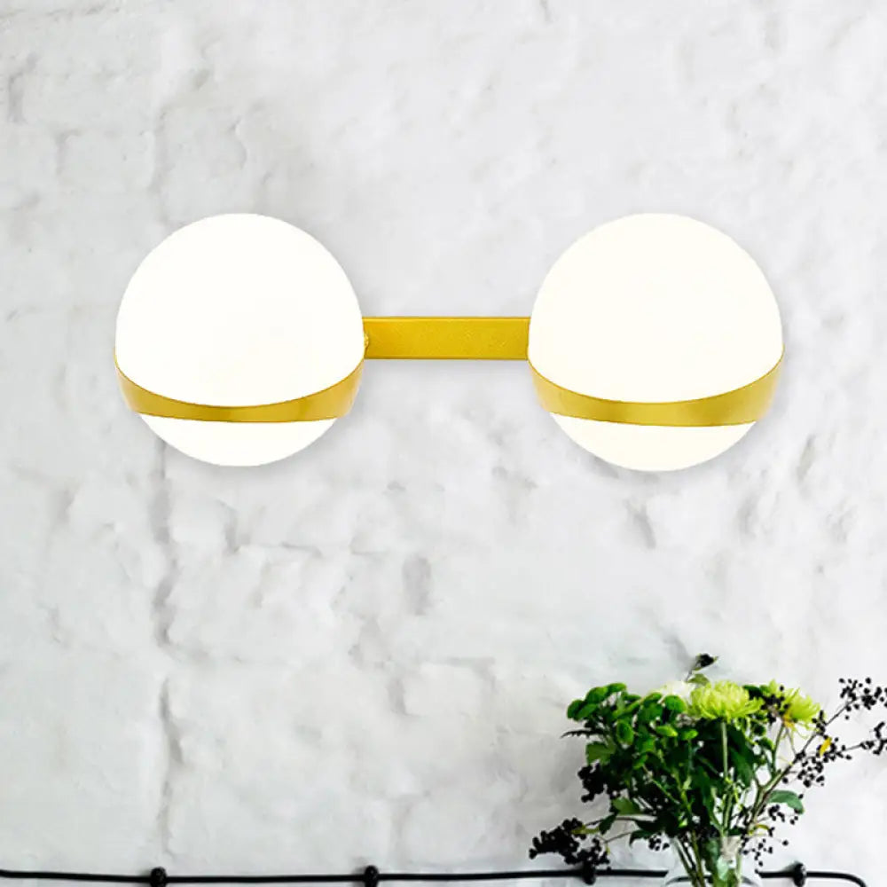 DecorBites™ Frosted Glass Wall Lamp with Gold Finish - Modern Spherical Design (1/2 Heads)