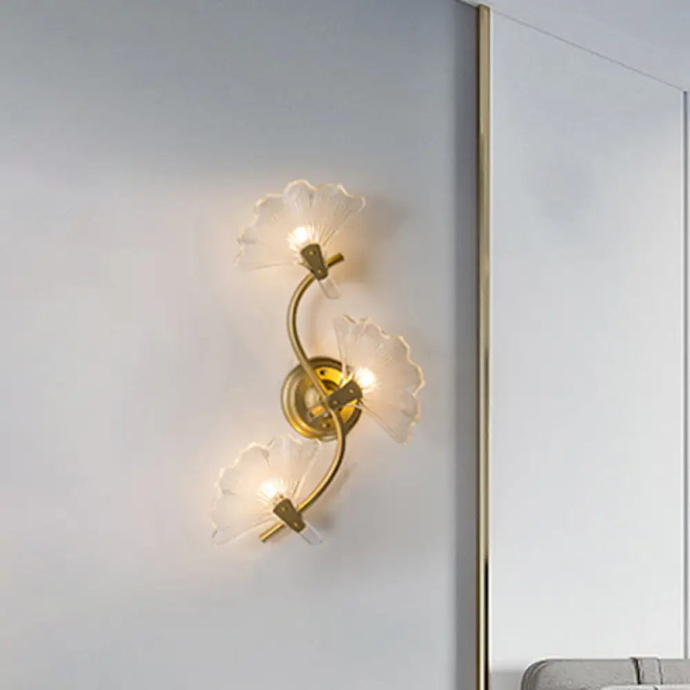 DecorBites™ Ginkgo Leaves Wall Light - Modern Decorative Clear Glass Sconce Lighting in Brass