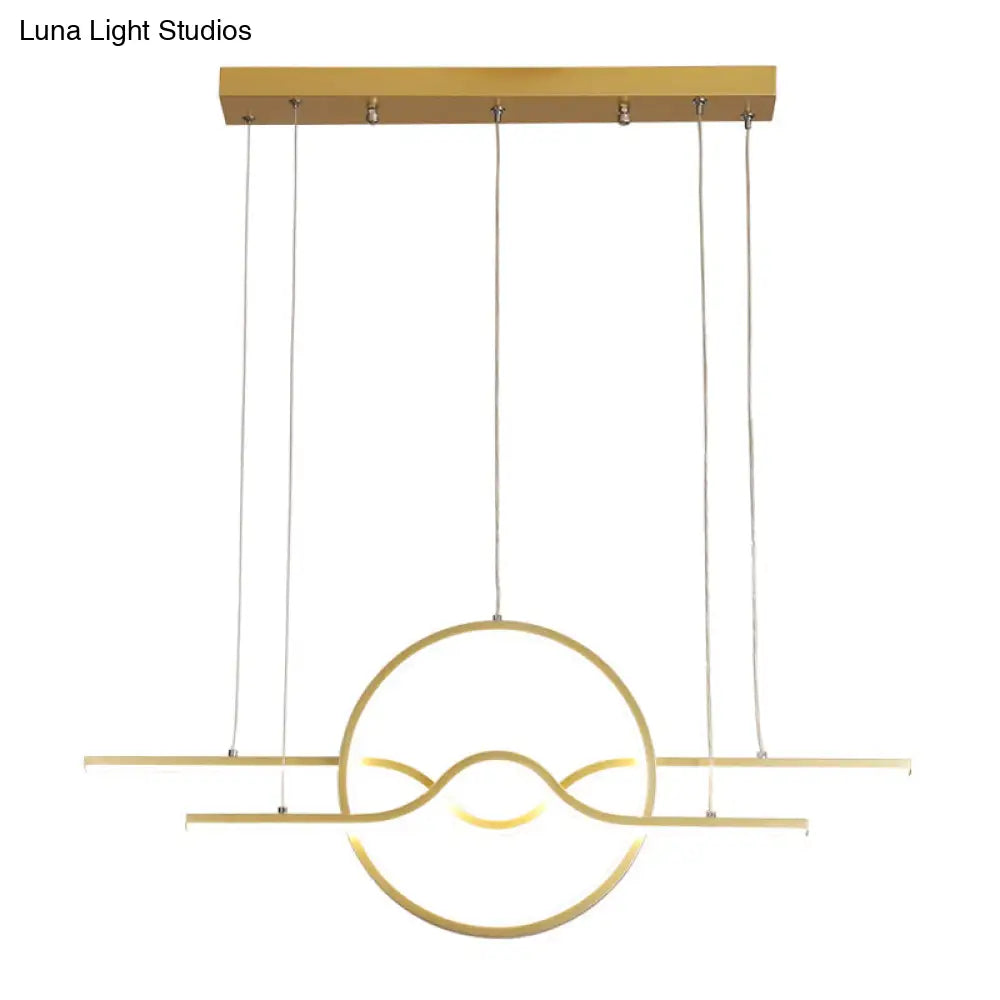 DecorBites™ Gold Island LED Pendant Light with Modern Wavy Design for Dining Area